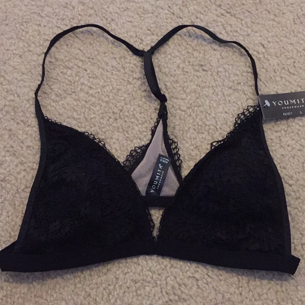 Thinly Padded Black Lace Bralette